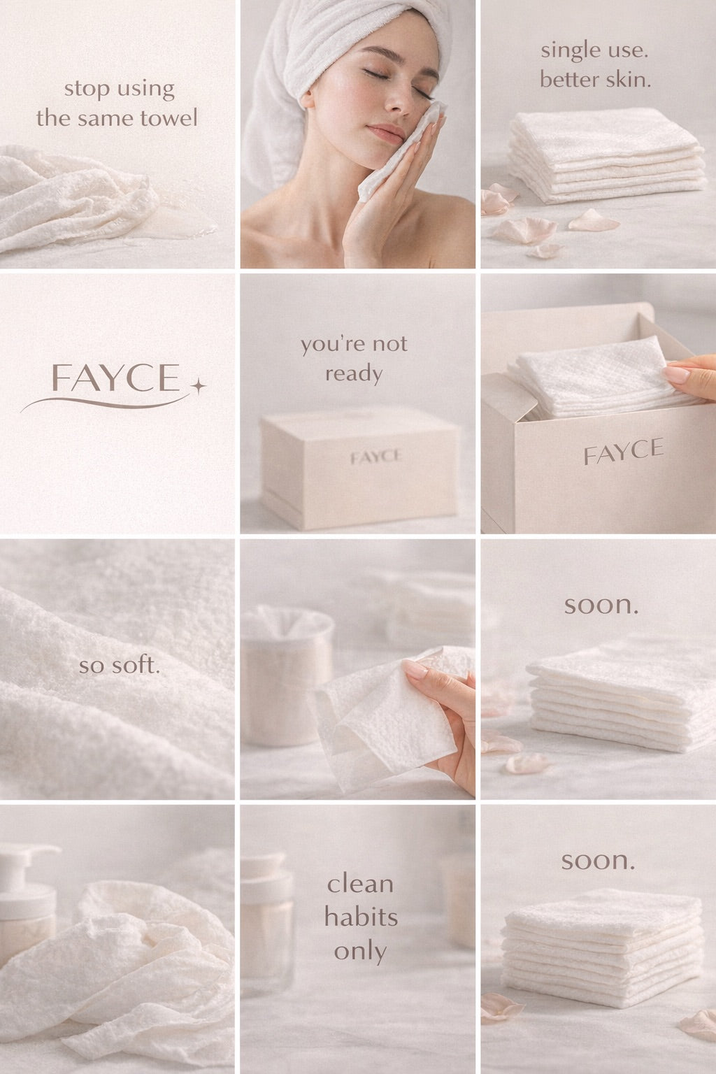 FAYCE Disposable Skin Wipes box open on marble surface