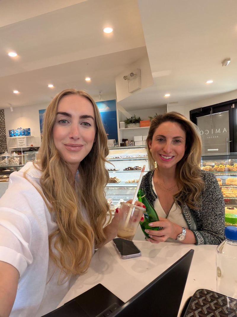 Two creators reviewing FAYCE disposable face towels in a store