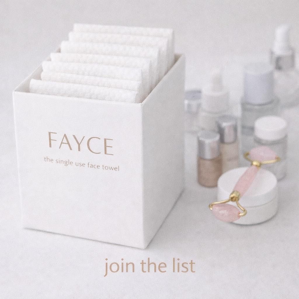 FAYCE disposable face towel box with jade roller and skincare, join the list caption