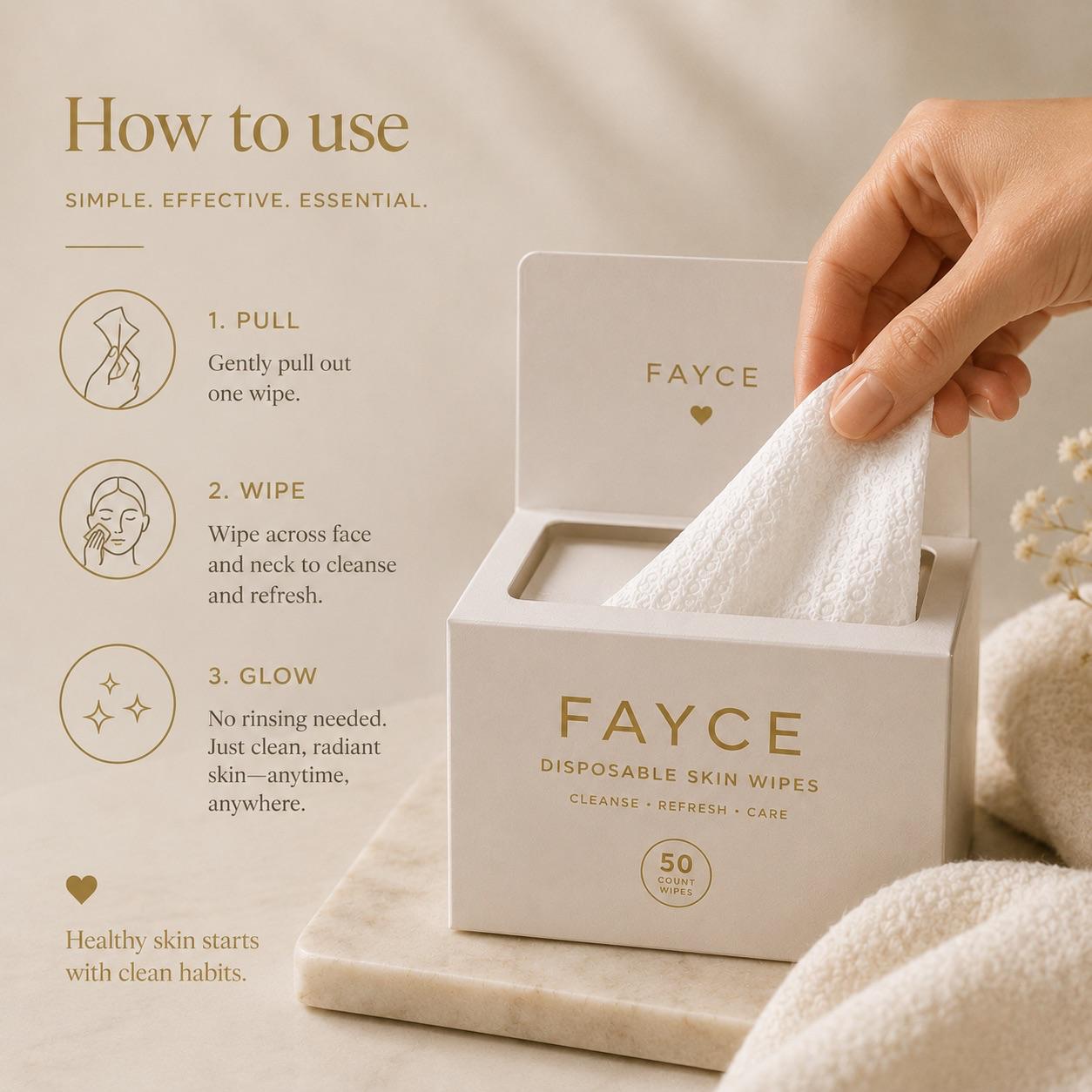 How to use graphic with pull, wipe, glow steps and a FAYCE towel box