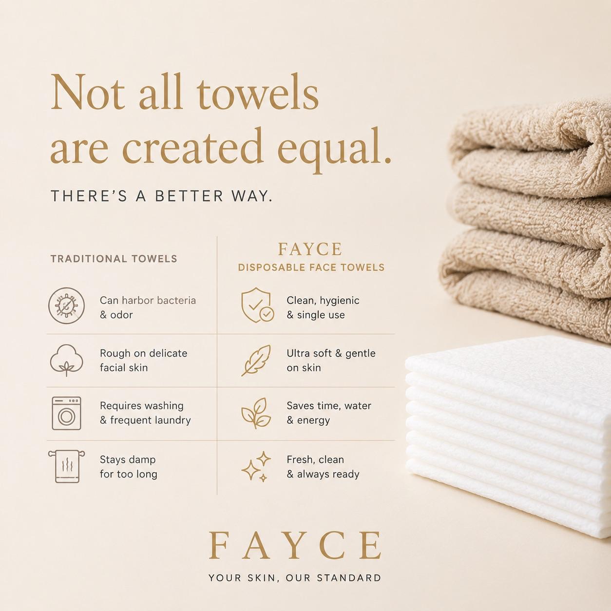 Not all towels are created equal comparison of traditional towels and FAYCE face towels