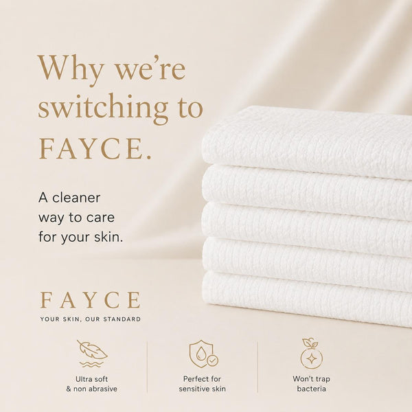 Why we're switching to FAYCE graphic with folded disposable face towels